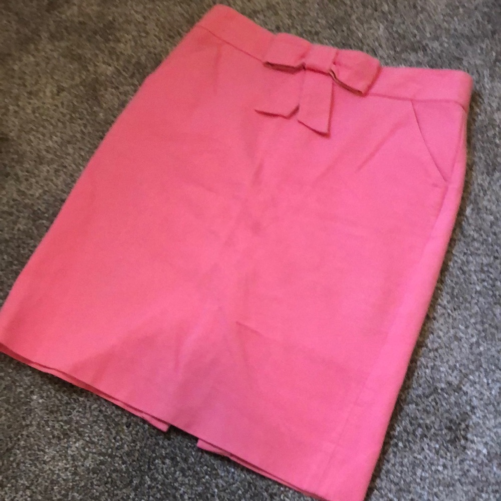 J Crew Pink Bow Pencil Skirt Size 4